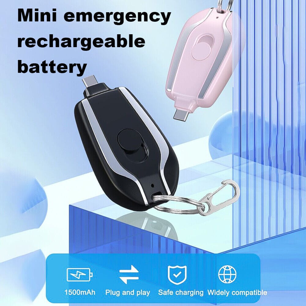 shop.plusyouclub 0 1500mAh Mini Power Emergency Pod Keychain Charger With Type-C Ultra-Compact Mini Battery Pack Fast Charging Backup Power Bank
