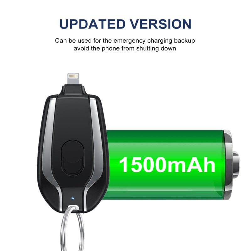 shop.plusyouclub 0 1500mAh Mini Power Emergency Pod Keychain Charger With Type-C Ultra-Compact Mini Battery Pack Fast Charging Backup Power Bank