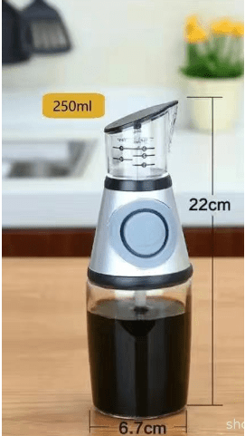 shop.plusyouclub 0 250ml / Grey Condiments Dispenser Glass Bottle With Measurement Set