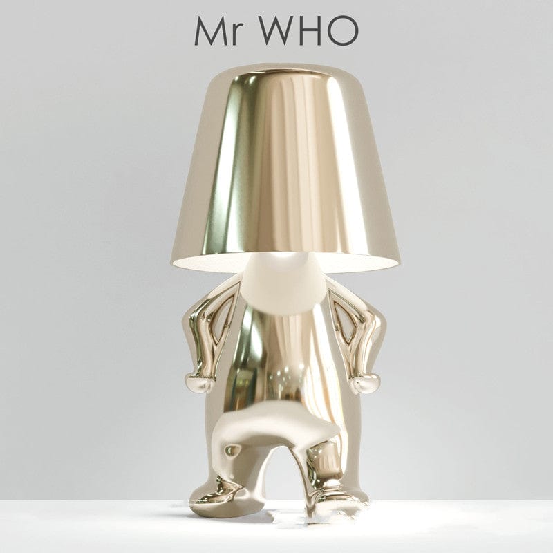 shop.plusyouclub 0 3W / New Color Mr WHO Golden Brothers Small Gold Statue Table Lamp Decoration Ornaments Night Lamp