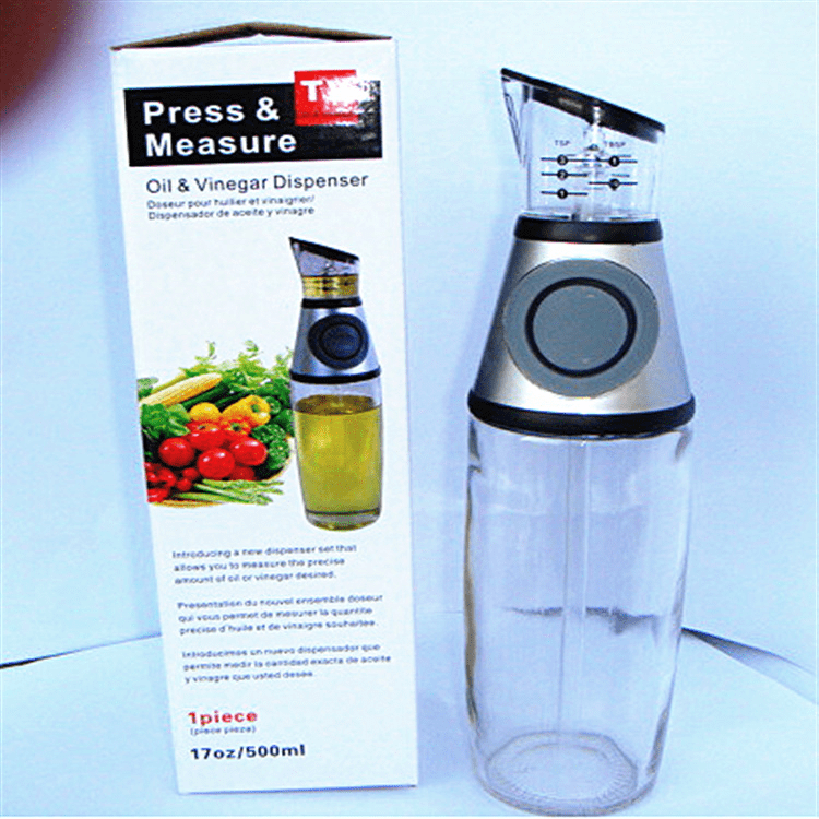 shop.plusyouclub 0 500ml / Grey Condiments Dispenser Glass Bottle With Measurement Set