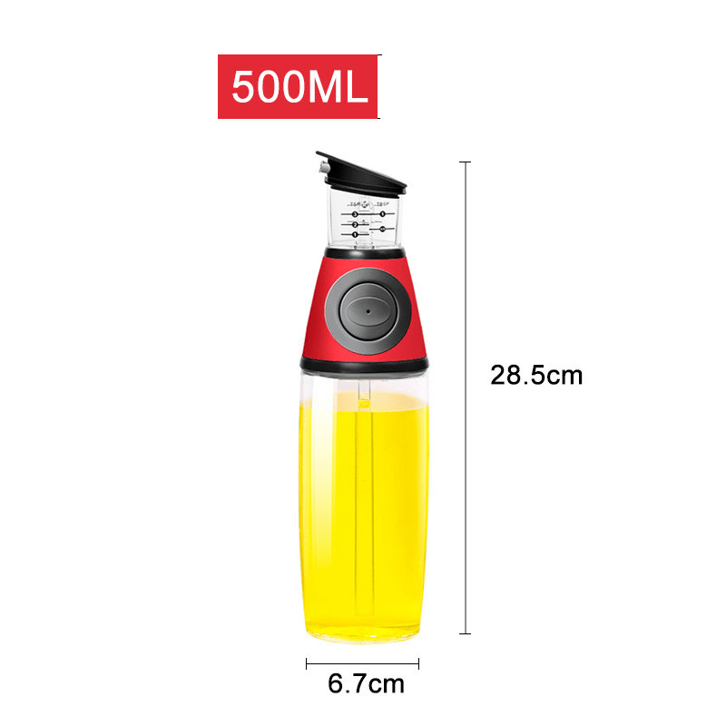 shop.plusyouclub 0 500ml / Red 1 Condiments Dispenser Glass Bottle With Measurement Set