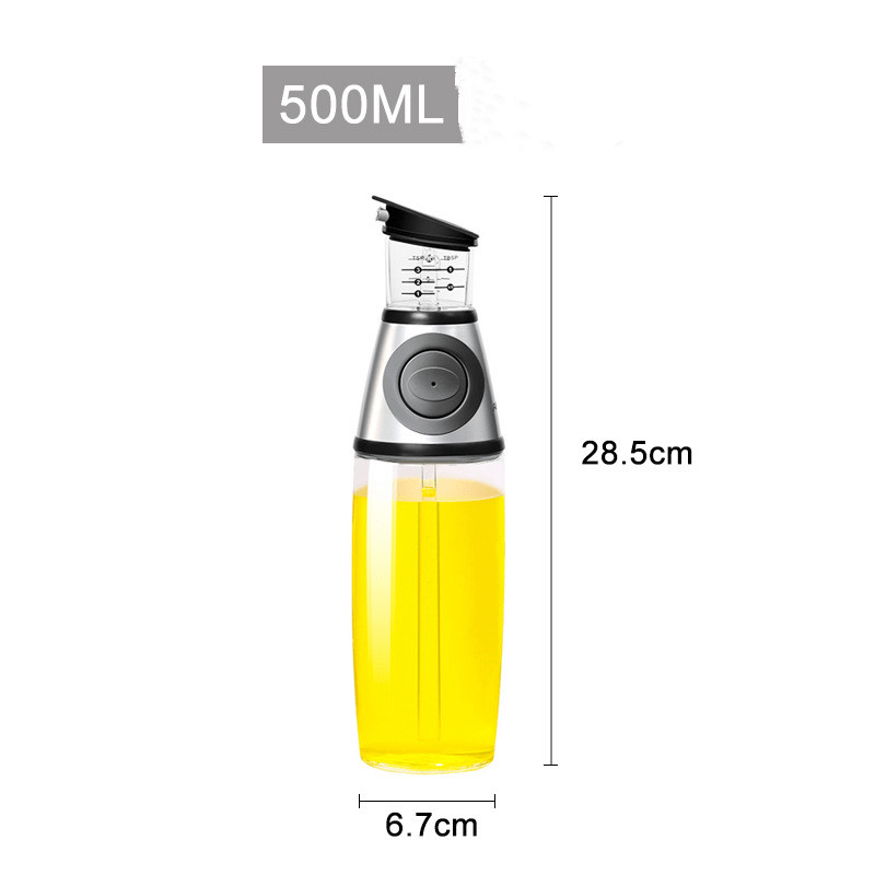 shop.plusyouclub 0 500ml / Silver Condiments Dispenser Glass Bottle With Measurement Set