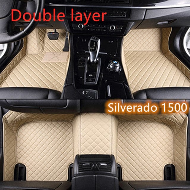 shop.plusyouclub 0 Beige / Double layer 1 Fully Surrounded Car Leather Floor Mat Pad All Weather Protection