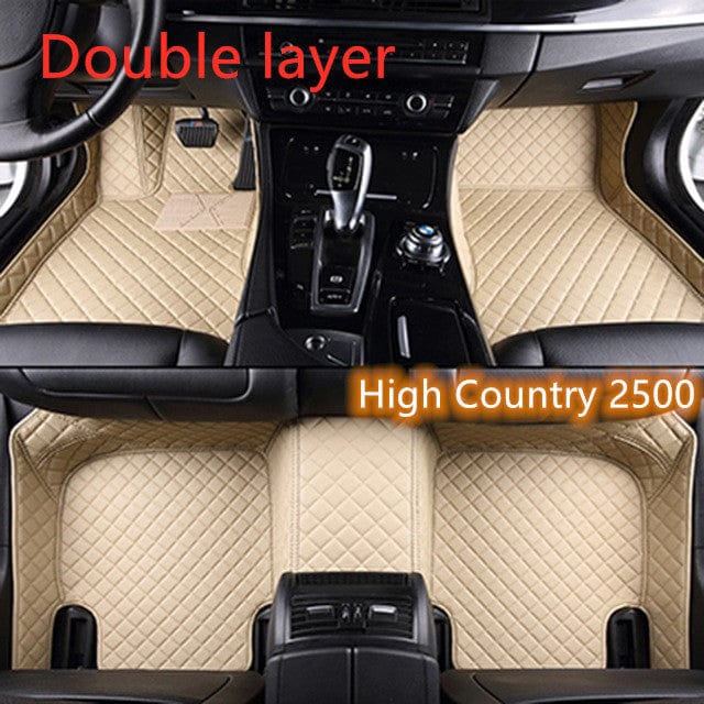 shop.plusyouclub 0 Beige / Double layer 2 Fully Surrounded Car Leather Floor Mat Pad All Weather Protection