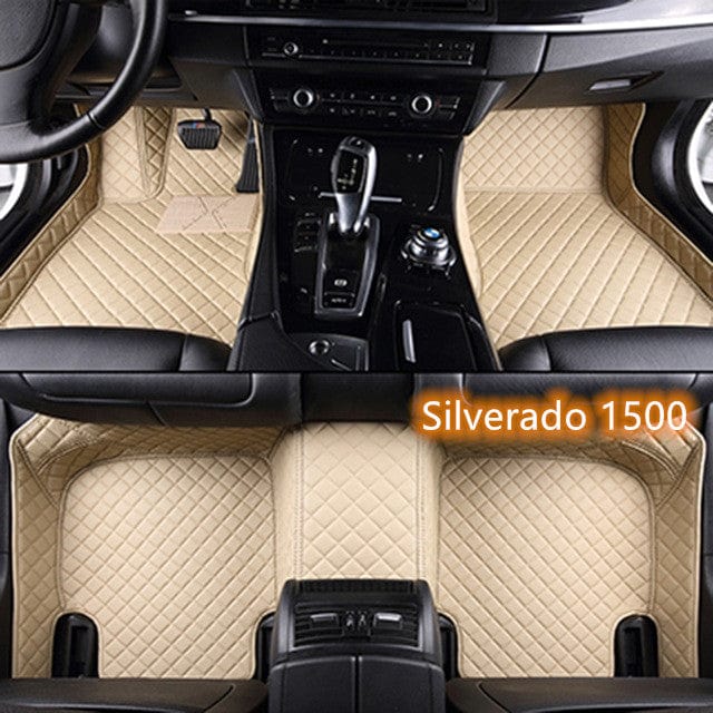 shop.plusyouclub 0 Beige / Single layer 1 Fully Surrounded Car Leather Floor Mat Pad All Weather Protection