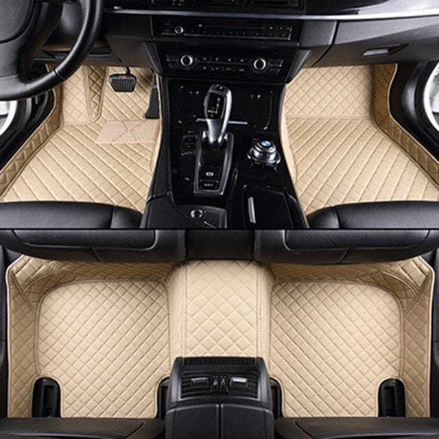 shop.plusyouclub 0 Beige / Single layer Fully Surrounded Car Leather Floor Mat Pad All Weather Protection