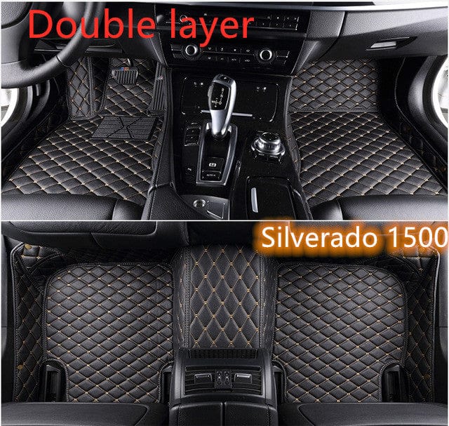 shop.plusyouclub 0 Black gold / Double layer 1 Fully Surrounded Car Leather Floor Mat Pad All Weather Protection