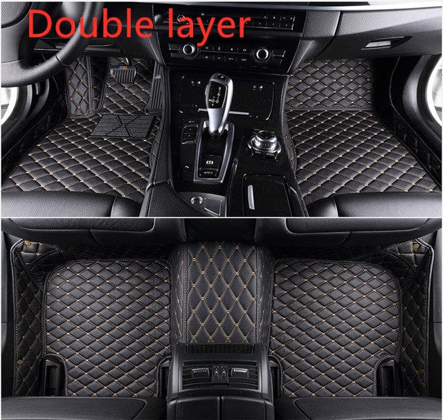 shop.plusyouclub 0 Black gold / Double layer Fully Surrounded Car Leather Floor Mat Pad All Weather Protection