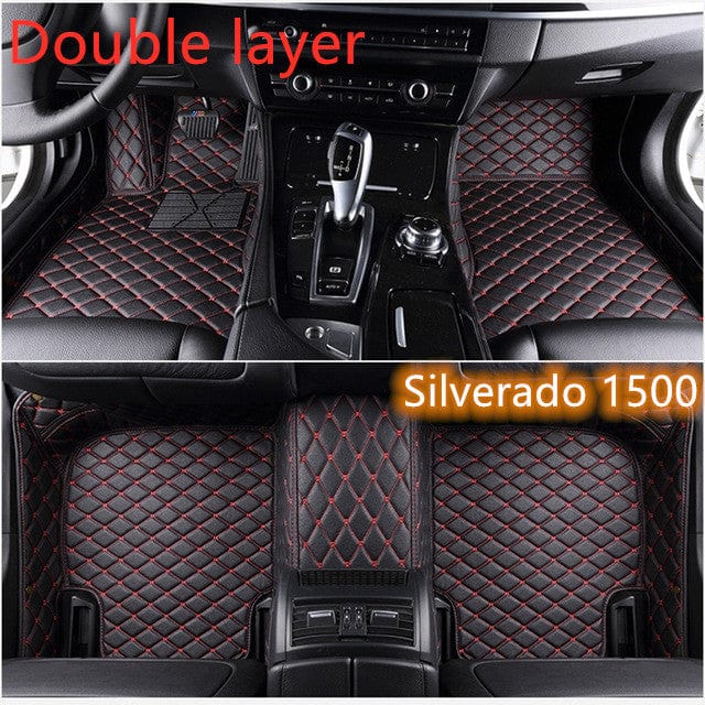 shop.plusyouclub 0 Black red / Double layer 1 Fully Surrounded Car Leather Floor Mat Pad All Weather Protection