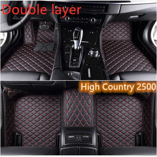 shop.plusyouclub 0 Black red / Double layer 2 Fully Surrounded Car Leather Floor Mat Pad All Weather Protection