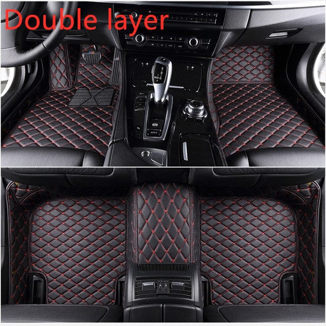 shop.plusyouclub 0 Black red / Double layer Fully Surrounded Car Leather Floor Mat Pad All Weather Protection