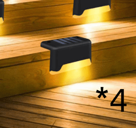 shop.plusyouclub 0 Black Warm Light / 4Pcs LED Solar Outdoor Wall Light