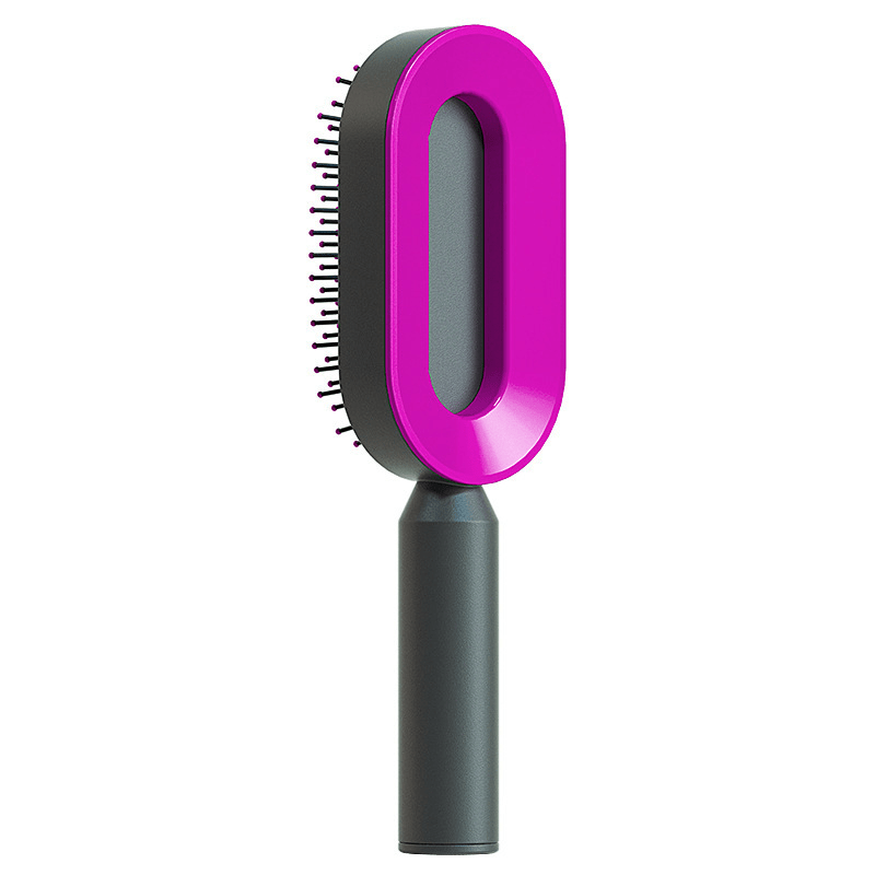shop.plusyouclub 0 Blackpurple Self Cleaning Hair Brush