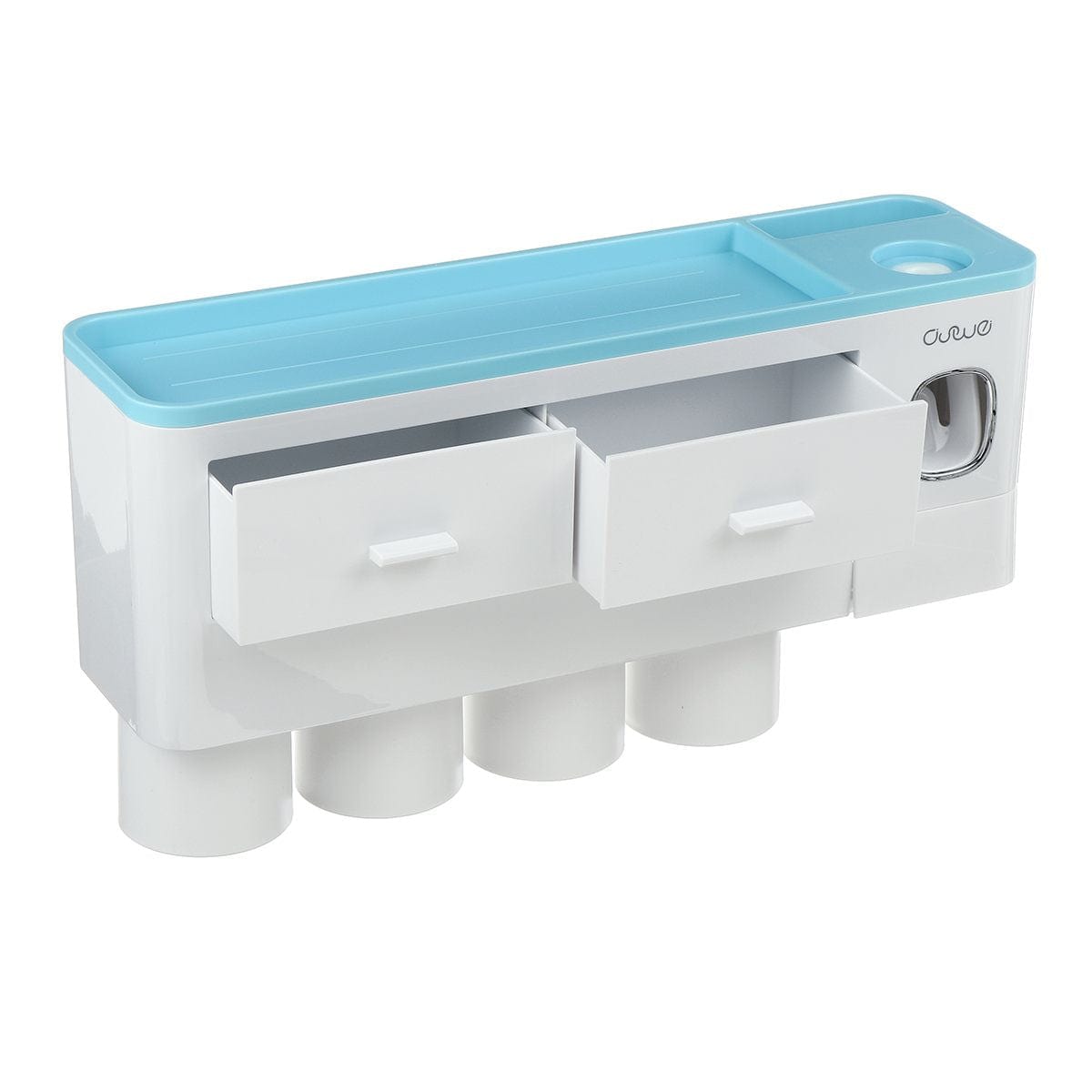 shop.plusyouclub 0 Blue / 4 cups Non-marking Hanging Magnetic Toothbrush Holder Single Drawer Storage Rack With Toothpaste Squeezer Toiletry Set