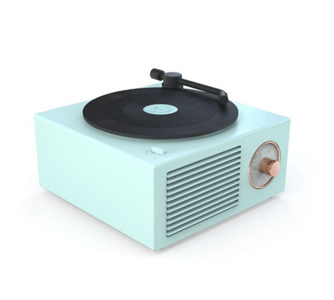 shop.plusyouclub 0 Blue Vinyl Record Player Style Bluetooth Speaker