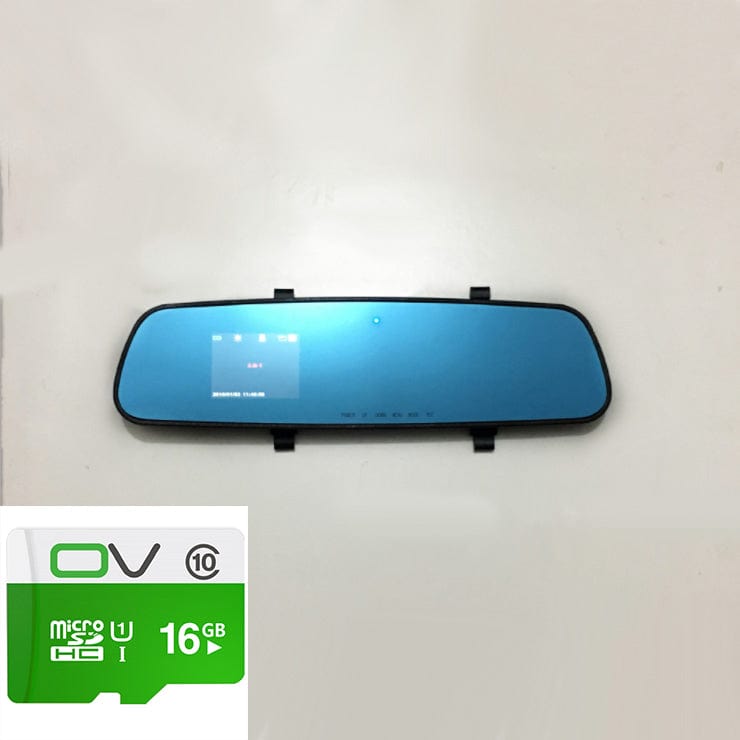 shop.plusyouclub 0 Blue With 16GB / 2.4inch 1080P HD Rearview Mirror Driving Recorder