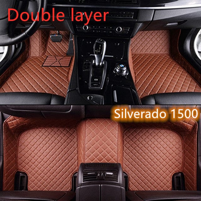shop.plusyouclub 0 Brown / Double layer 1 Fully Surrounded Car Leather Floor Mat Pad All Weather Protection