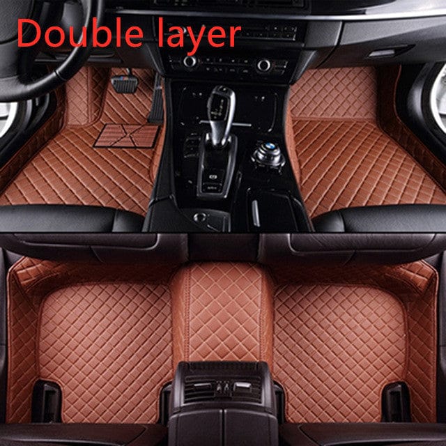 shop.plusyouclub 0 Brown / Double layer Fully Surrounded Car Leather Floor Mat Pad All Weather Protection