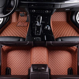 shop.plusyouclub 0 Brown / Single layer Fully Surrounded Car Leather Floor Mat Pad All Weather Protection