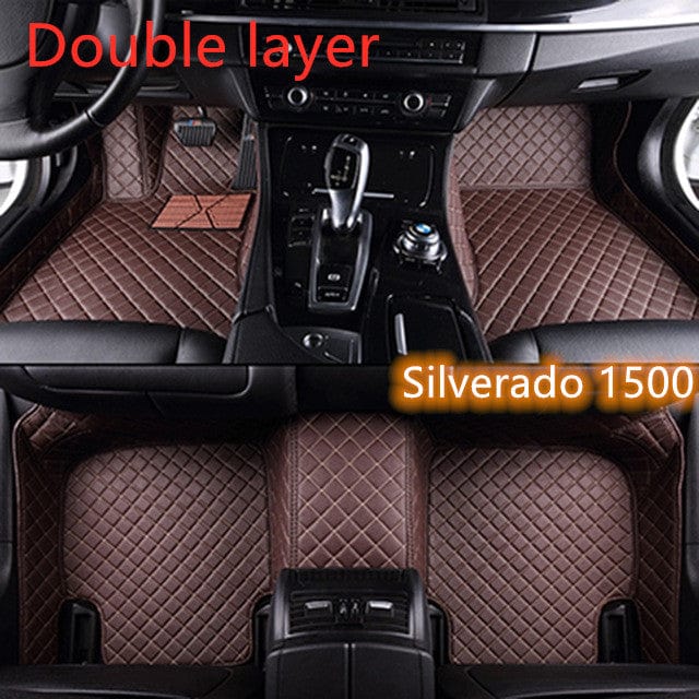 shop.plusyouclub 0 Coffee / Double layer 1 Fully Surrounded Car Leather Floor Mat Pad All Weather Protection