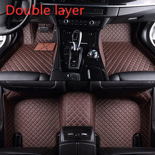 shop.plusyouclub 0 Coffee / Double layer Fully Surrounded Car Leather Floor Mat Pad All Weather Protection