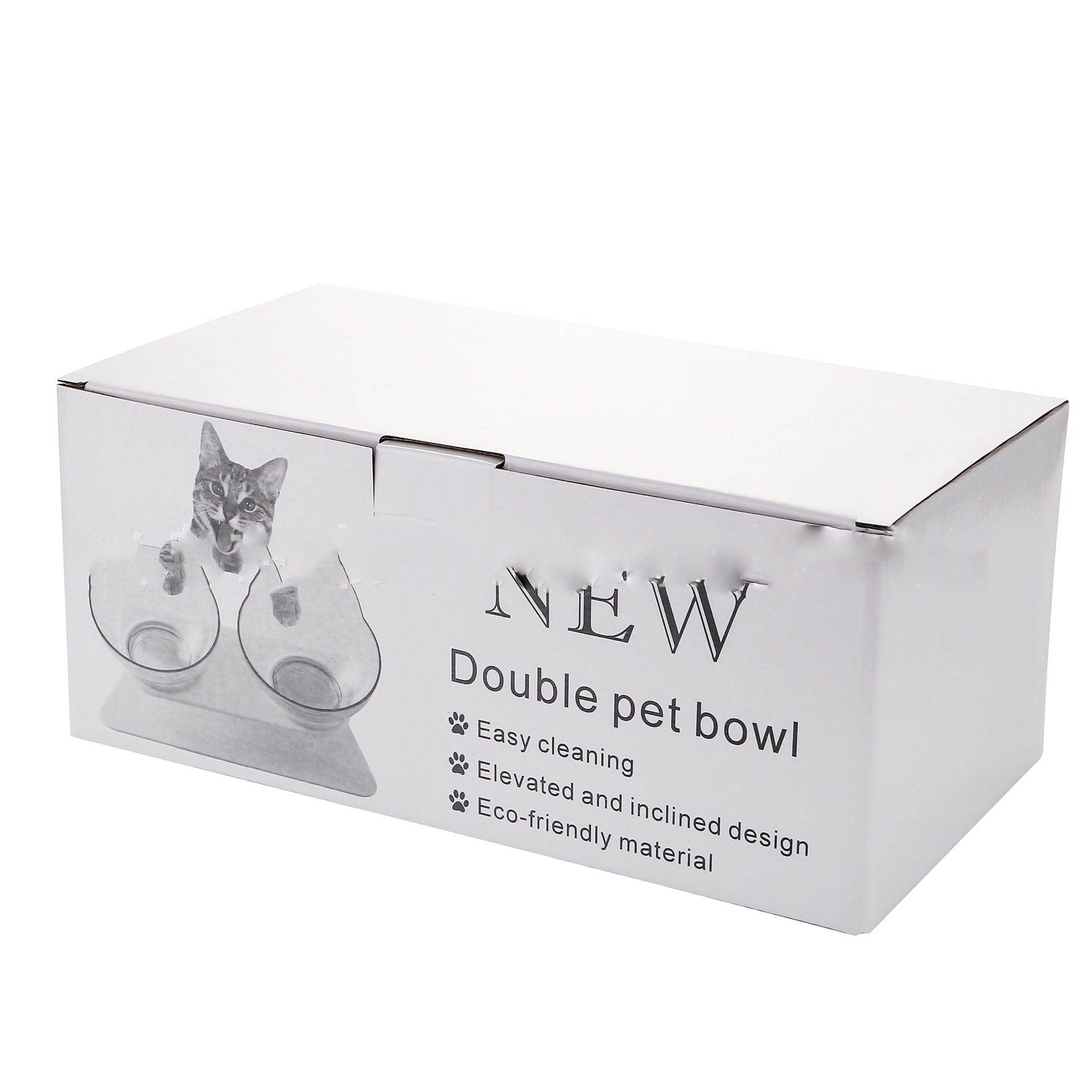 shop.plusyouclub 0 Double bowl box Non Slip Double Cat Bowl With Raised Stand Pet Food Cat Feeder Protect Cervical Vertebra Dog Bowl Transparent Pet Products
