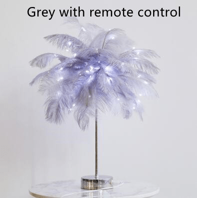 shop.plusyouclub 0 Grey Feather Table Lamp