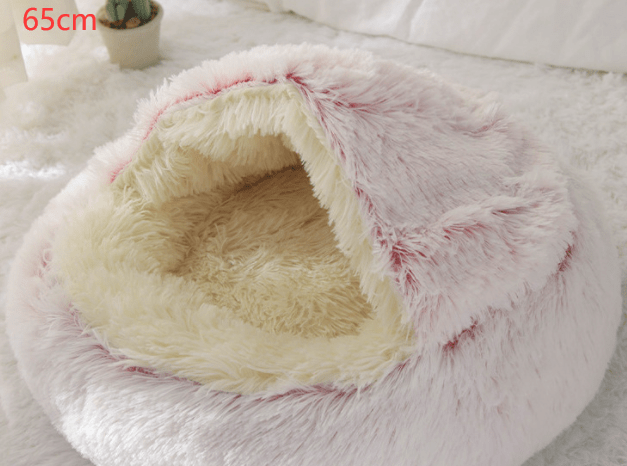shop.plusyouclub 0 Hair Pink 65cm Pet Bed Round Plush Warm Bed House Soft Long Plush Bed  2 In 1 Bed