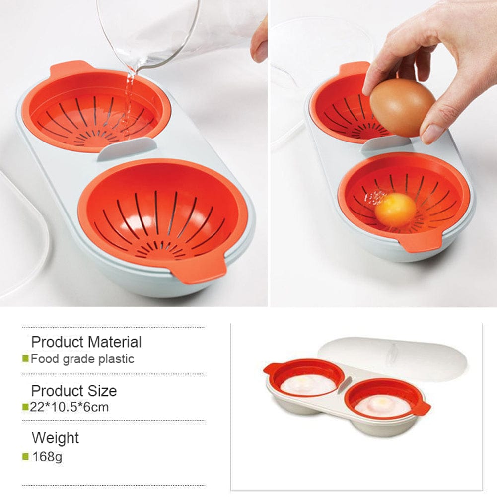 shop.plusyouclub 0 Microwave Egg Poacher Food Grade Cookware Double Cup Egg Boiler Kitchen Steamed Egg Set Microwave Ovens Cooking Tools