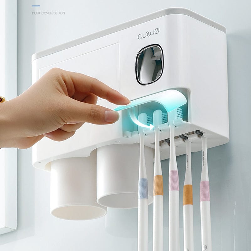 shop.plusyouclub 0 Non-marking Hanging Magnetic Toothbrush Holder Single Drawer Storage Rack With Toothpaste Squeezer Toiletry Set