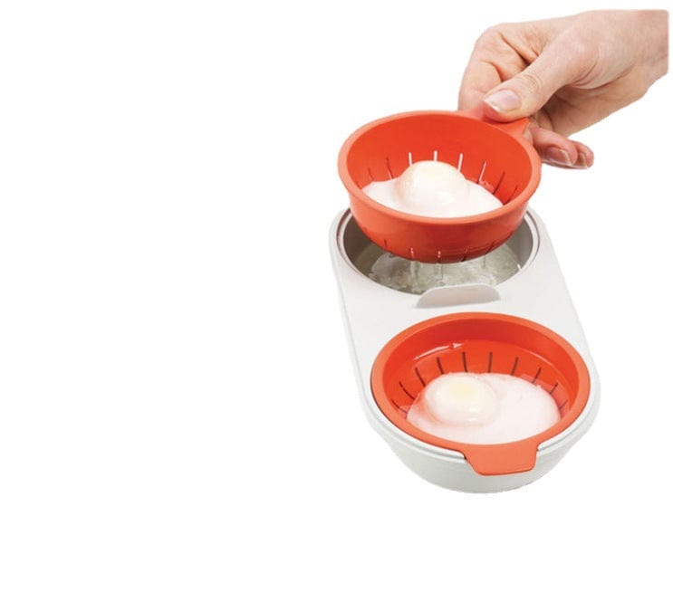 shop.plusyouclub 0 Orange Microwave Egg Poacher Food Grade Cookware Double Cup Egg Boiler Kitchen Steamed Egg Set Microwave Ovens Cooking Tools