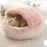 shop.plusyouclub 0 Pet Bed Round Plush Warm Bed House Soft Long Plush Bed  2 In 1 Bed