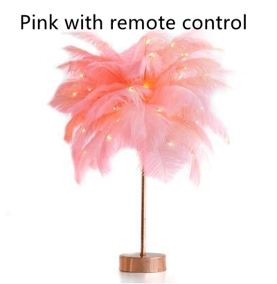 shop.plusyouclub 0 Pink with Remote Control Feather Table Lamp