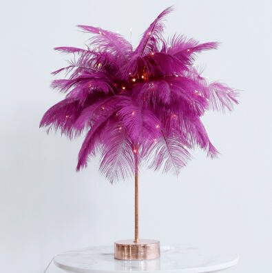 shop.plusyouclub 0 Purple Feather Table Lamp