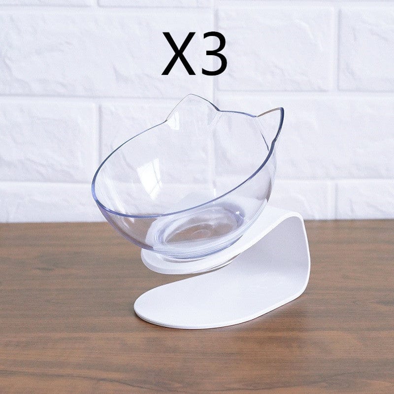 shop.plusyouclub 0 Single transparent shelf3pcs Non Slip Double Cat Bowl With Raised Stand Pet Food Cat Feeder Protect Cervical Vertebra Dog Bowl Transparent Pet Products