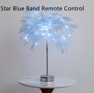 shop.plusyouclub 0 Star Blue Band Remote Control Feather Table Lamp