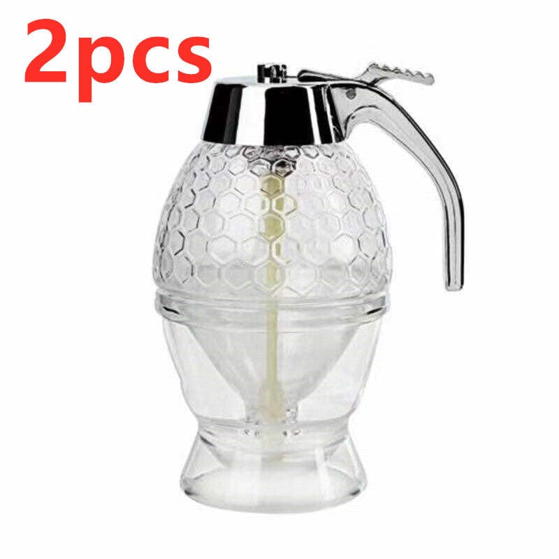 shop.plusyouclub 0 Transparent 2pcs Squeeze Bottle Honey Jar Container Bee Drip Dispenser Kettle Storage Pot