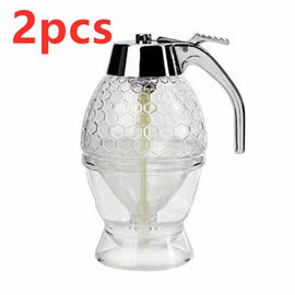 shop.plusyouclub 0 Transparent 2pcs Squeeze Bottle Honey Jar Container Bee Drip Dispenser Kettle Storage Pot