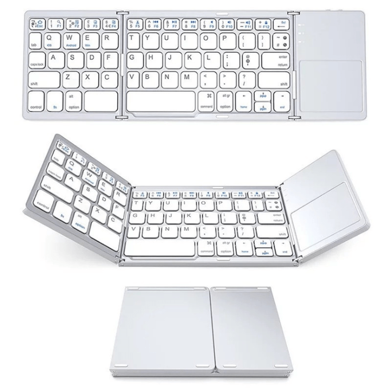 shop.plusyouclub 0 White Foldable Keyboard With Bluetooth