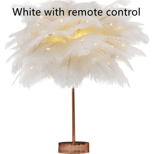 shop.plusyouclub 0 White with remote control Feather Table Lamp
