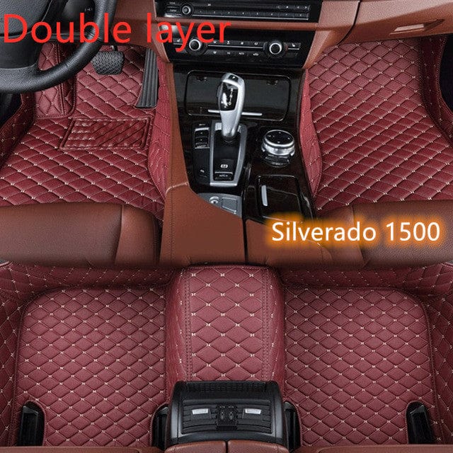 shop.plusyouclub 0 Wine red / Double layer 1 Fully Surrounded Car Leather Floor Mat Pad All Weather Protection