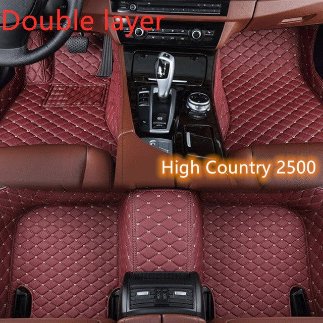 shop.plusyouclub 0 Wine red / Double layer 2 Fully Surrounded Car Leather Floor Mat Pad All Weather Protection