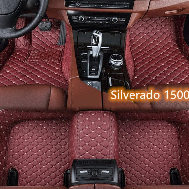 shop.plusyouclub 0 Wine red / Single layer 1 Fully Surrounded Car Leather Floor Mat Pad All Weather Protection