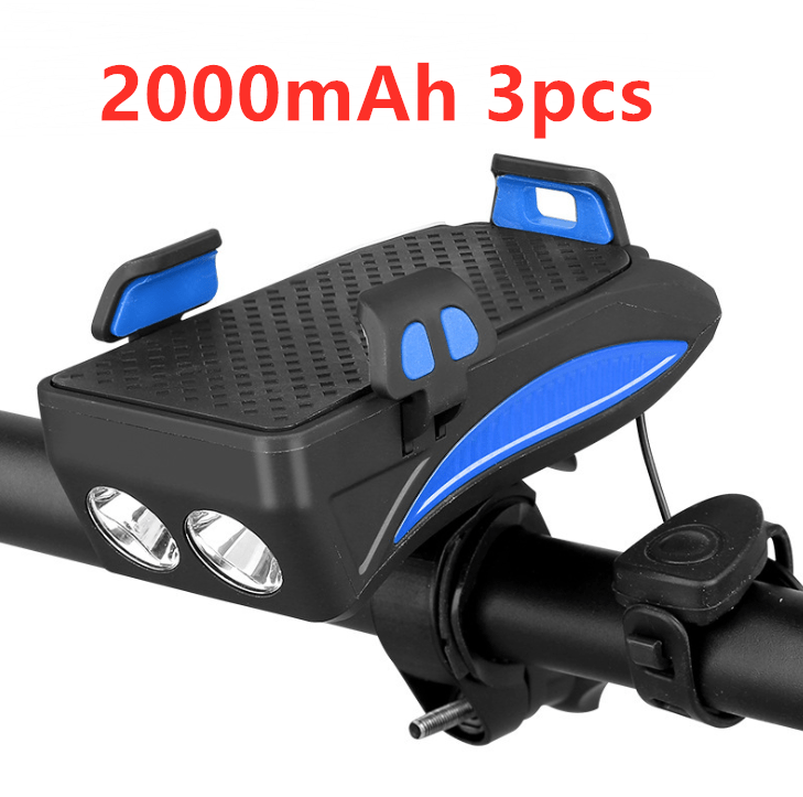 shop.plusyouclub 0 Blue / 2000mAh 3pcs Motorcycle Bicycle Phone Holder Support Charging For Cell Phone With Bike Bell Power Bank Bicycle Front Lamp Flashlight