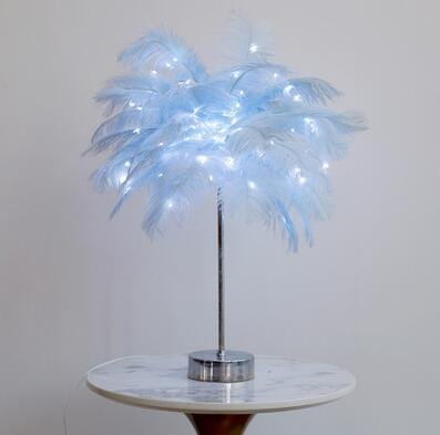 shop.plusyouclub 0 Blue Feather Lamp Nordic Desk Lamp European-Style Bedroom Bedside Feather Table Lamp Night Light Table Lamp Decoration Modern