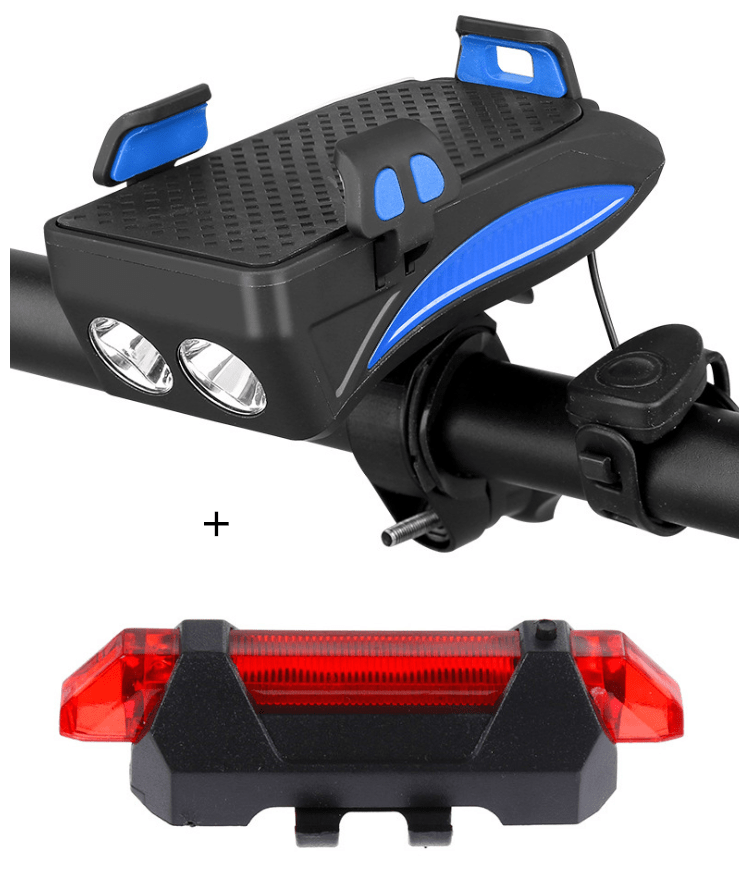 shop.plusyouclub 0 Blue set / 2000 mAh Motorcycle Bicycle Phone Holder Support Charging For Cell Phone With Bike Bell Power Bank Bicycle Front Lamp Flashlight
