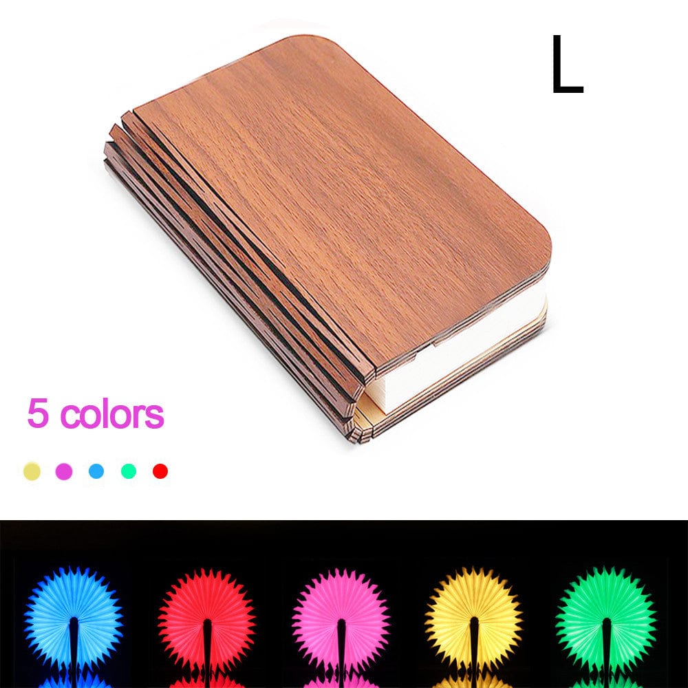 shop.plusyouclub 0 Brown 5Color L / 1pc Turning And Folding LED Wood Grain Book Light