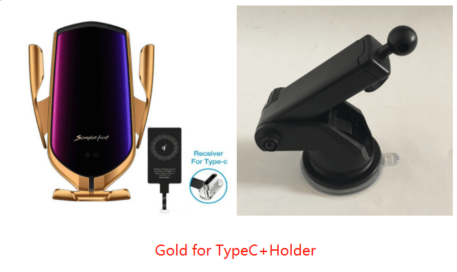 shop.plusyouclub 0 Gold TypeC+holder Car Wireless Phone Holder & Charger