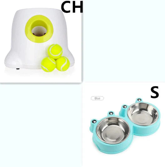 shop.plusyouclub 0 MachineCHWithBluebowel Automatic Tennis Ball Launcher For Dog